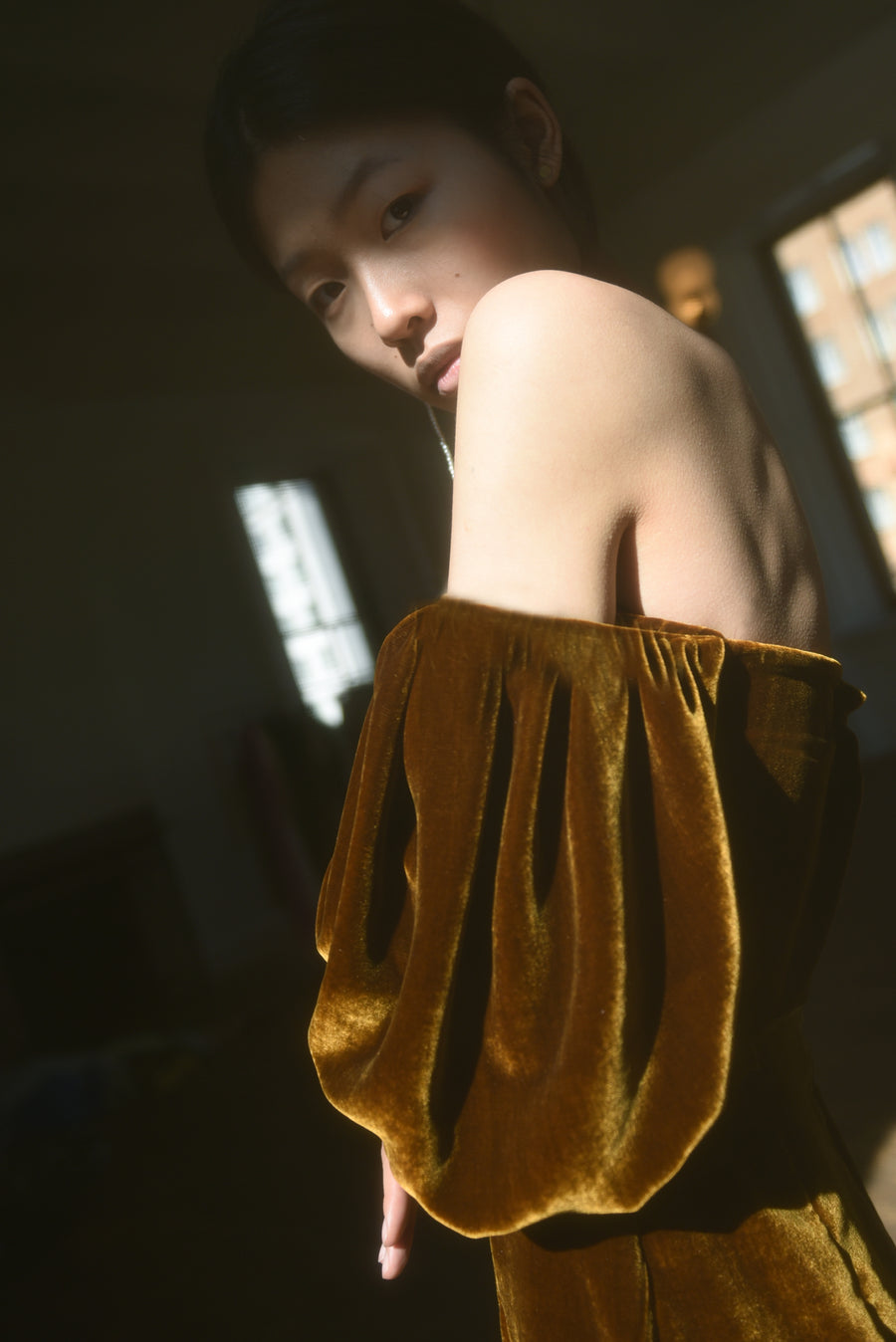 Verona Velvet Midi Dress | Gold